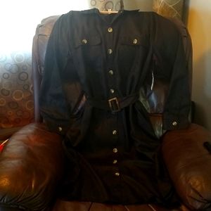 Black long sleeve button down shirt dress with POCKETS!!